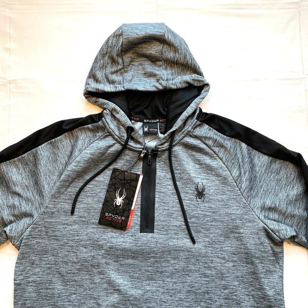 NWT Spyder Active Hoodie Sweatshirt Pullover Mens Large ProWEB Zip Fleece‎ Lined - Picture 4 of 12